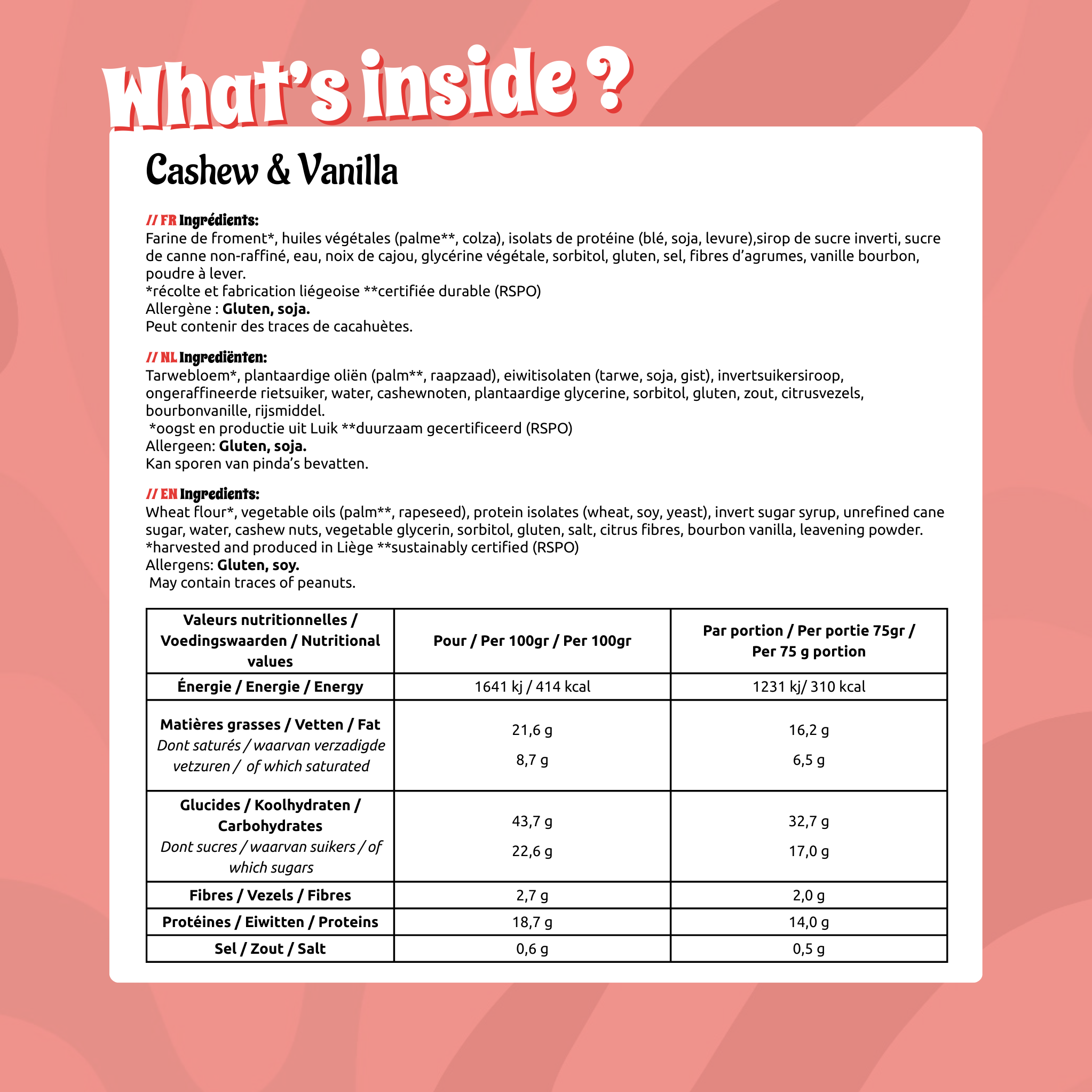Proteïnekoekjes (12 stuks): Cashew &amp; Vanille
