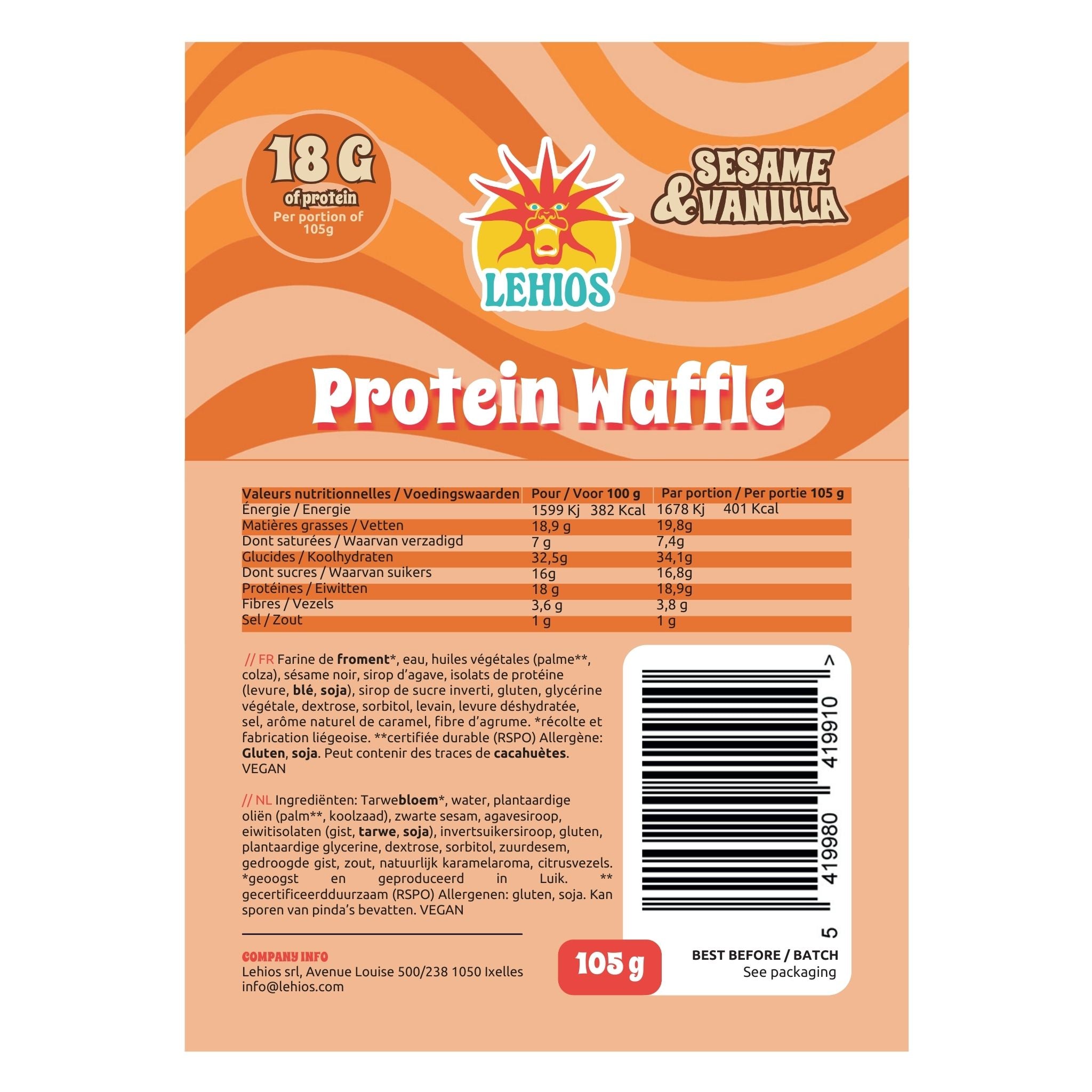 Protein Waffles (8 pieces): Sesame &amp; Vanilla